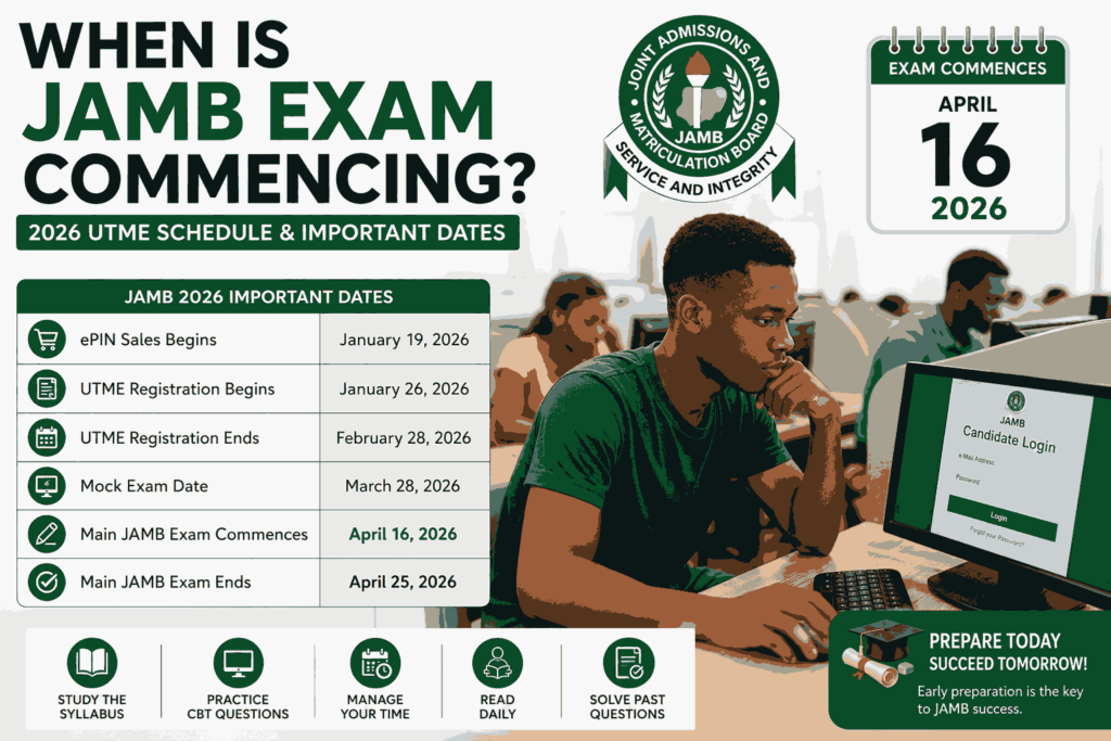 When Is JAMB Exam Commencing? Full JAMB Exam Date, Registration Timeline, and Important Updates